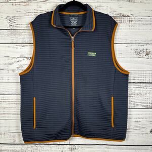 Mens LL Bean Navy Blue Airlight Full Zip Vest Slightly Fitted Outdoor Hiking XL